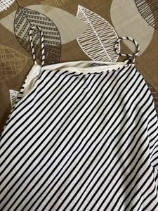 H&amp;M Black/cream stripe spaghetti strap top