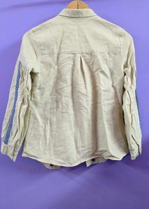 ROOTED Women Off-White Embroidered Shirt Style Top