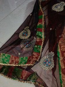 Brown &amp; Green Colour Combination Mysore Silk Saree