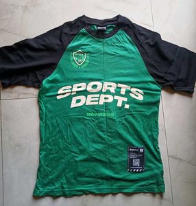 Bonkers Sports Dept T-Shirt Green & Black. Size xs