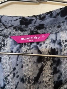 Marie Claire Printed Collared Crop Top