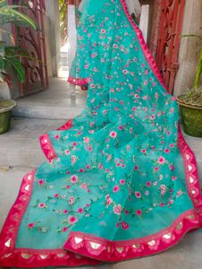 Free Stitched Blouse 🆕Full Body Embroidered Saree