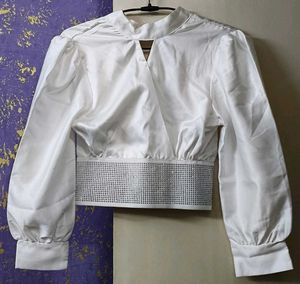 White Embellished Cropped Jacket