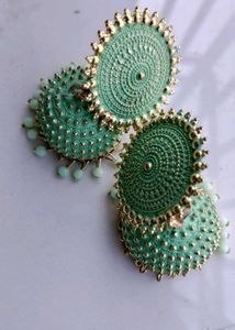 Mint Jhumka Earrings