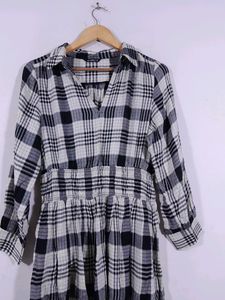 Zudio Black &amp; White Checks Western Dress(women&#39;s)