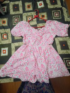 Pink Paisley Cutout Mini Dress