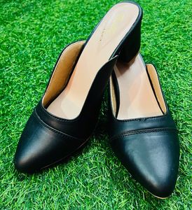 Chic Black Block Heel Mules