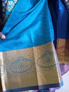 Blue &amp; Gold Kanjivaram Silk Saree