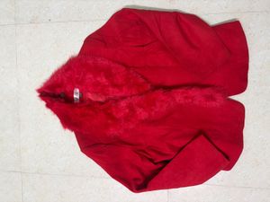Red Faux Fur Collar Jacket🧑‍🎄❤️