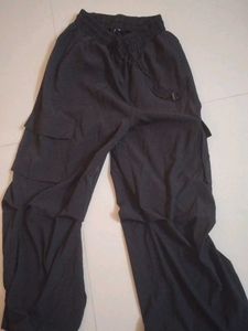 Black Cargo Pants with Drawstring