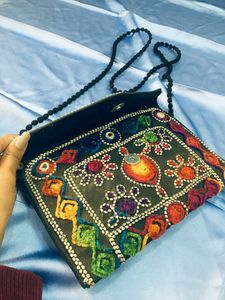 Black Colourfull Print Boho Style Sling