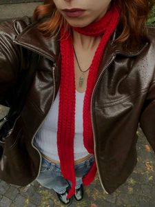 Red Knit Scarf - Cozy & Stylish