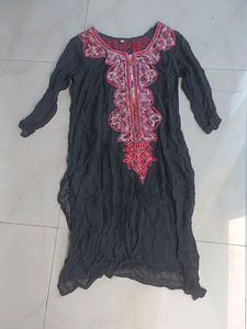 Black High Low Sheer Kurta