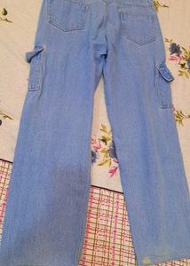 Ice Blue Light Wash Cargo Jeans 💕
