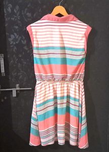 Striped Sleeveless Fit &amp; Flare Dress