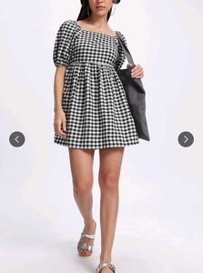 Gingham Puff Sleeve Dress