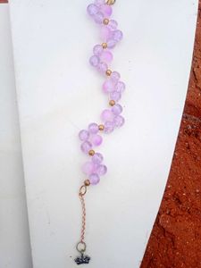 Purple Beaded Bracelet with Crown Charm