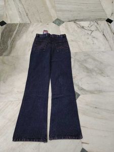 Embroidered Flare Leg Denim Jeans