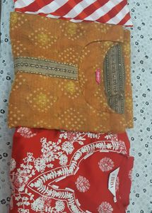 Two Kurtas Biba Red Fashor Musturd