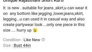 Unique Rajasthaani Short Kurti