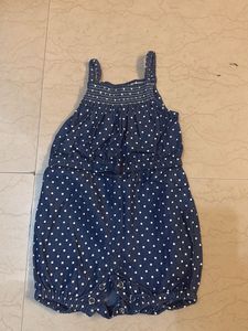 Polka Dot Denim Romper