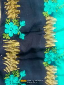 Cyan,Blue Colour Combination Saree
