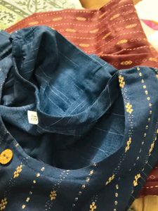 Blue Printed Kurta set and red kurti plaz