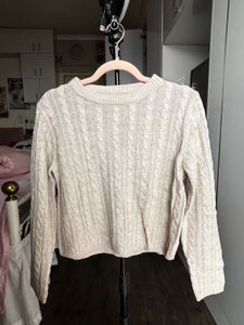 Off White Thin Chord Pattern Sweater