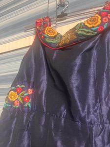 Navy Blue Embroidered Anarkali Dress
