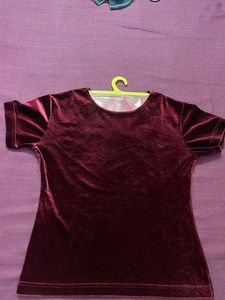 Maroon Velvet Tee
