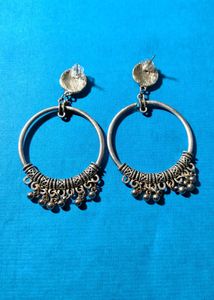 Silver Oxidised Bala Earrings with Jhunjhuna