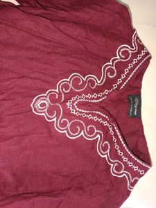 Maroon Embroidered Kurti