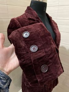 ZARA Burgundy Velvet Blazer