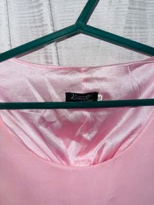 Pink Sleeveless Dress with Bow Back
