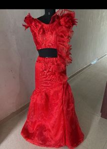 Red Ruffle Ethnic Gown