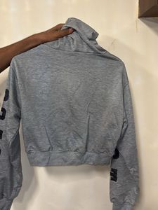 Gray Cropped Hoodie