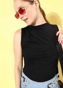 Ruched Black Top