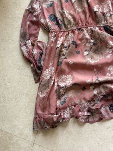 Pink Asymmetrical Ruffle Dress