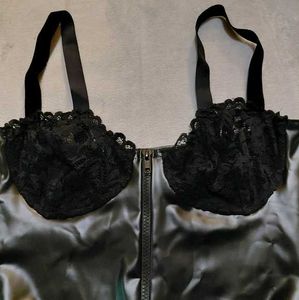 Lace &amp; Leather Mini Dress