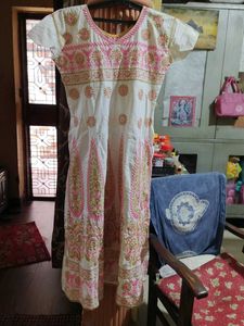 White Embroidered Aline Kurta
