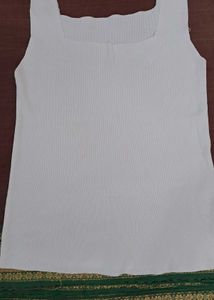 White Ribbed Tank Top
