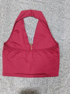 Red Halter Crop Top