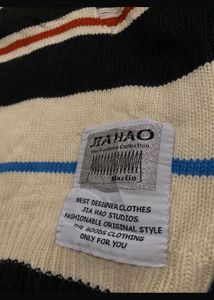 Striped Wool Sweater with Heavy Distress