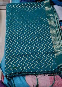 new chiffon ferozi Blue Banarasi Saree