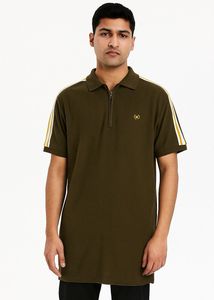 Olive Green Striped Polo Shirt