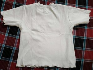 White Ruffle Trim Tee