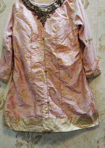 Pink Kurti with Embroidered Garara