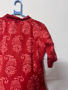 orange Printed Kurta Top