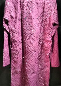 BURGUNDY MIRROR WORK KURTA