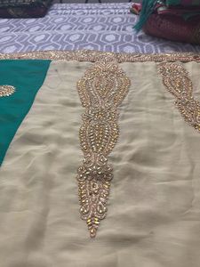 Green And Cream Saree